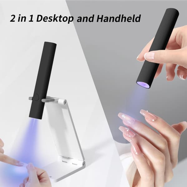 UV For Gel Nails, Mini U V LED Nail Light Handheld, With Bracket, Portable Nail Dryer, Rechargeable USB Wireless, For Fast Drying, Black 3
