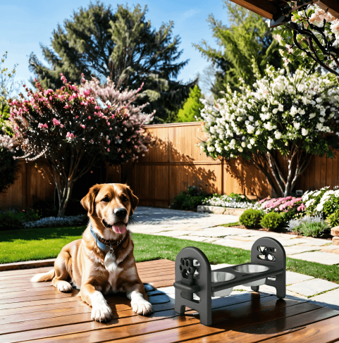 White Adjustable Pet Bowl Travel Ready HDPE Durable Poly Lumber Recycled 3