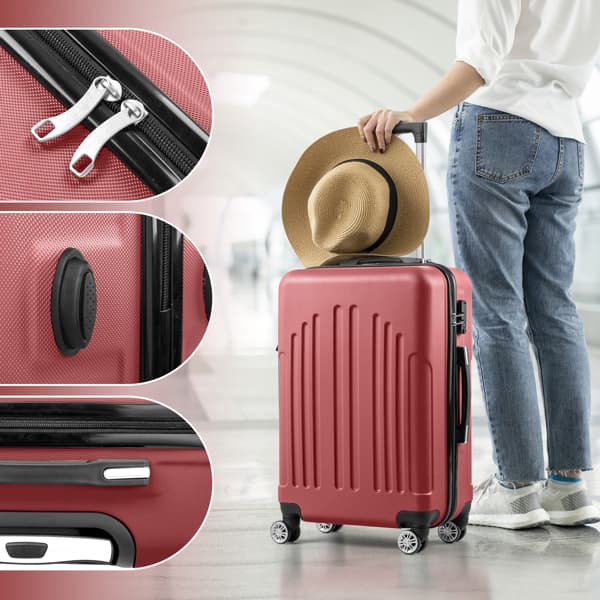Curved Vertical Stripe 4-in-1 Trolley Case 16in 20in 24in 28in ABS Aluminum Alloy Tie Rod 3