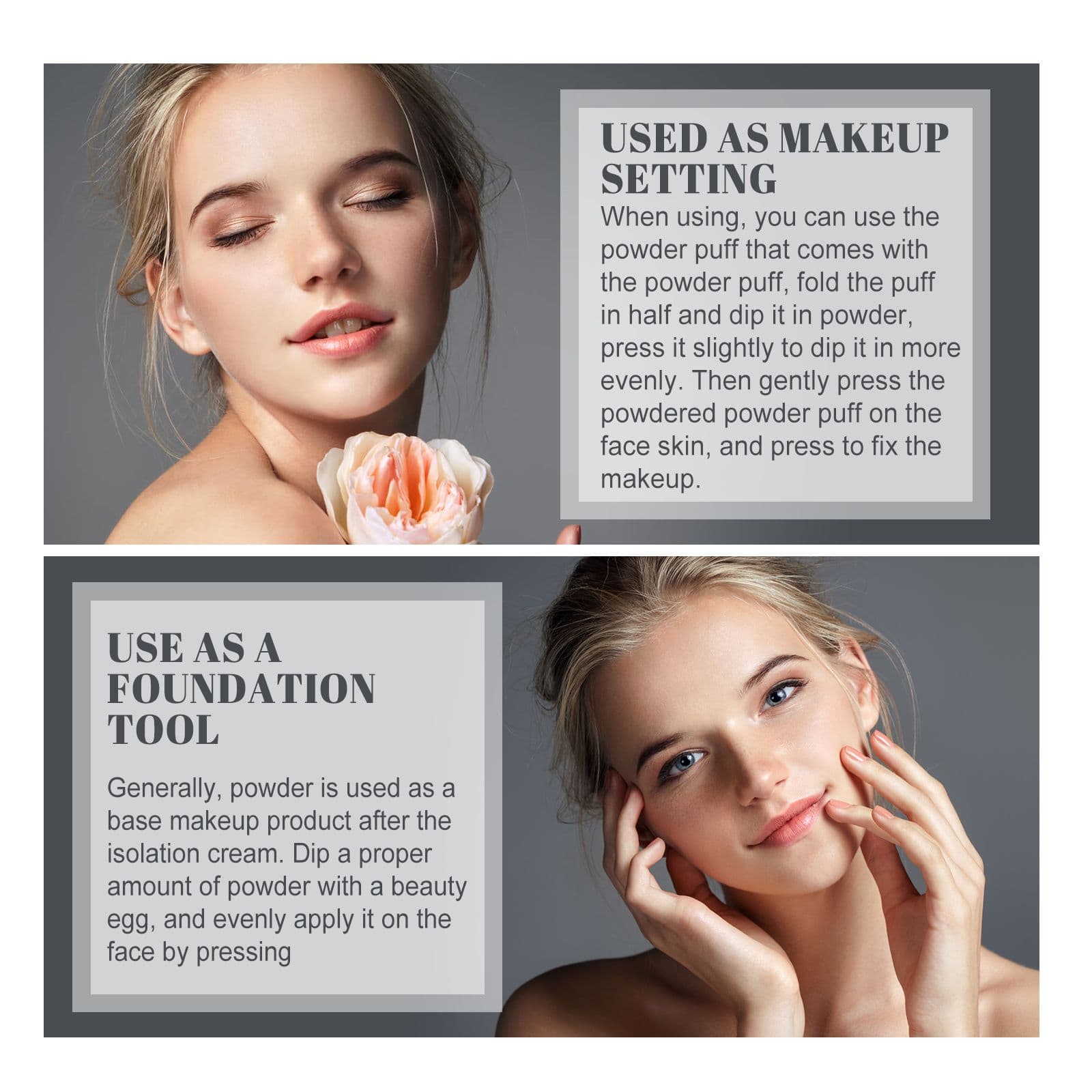 OUHOE Long-lasting Finishing Compact - Flawless, Long-wearing, Non-transferable, Easy To Touch-up, Natural, Lightweight, And Breathable Setting Powder 2