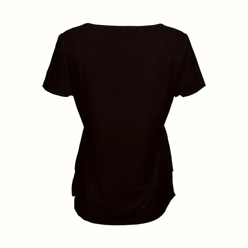 Women's Solid Color Button Front Tunic Top Casual Loose Fit Crew Neck Summer Blouse T-Shirt 2
