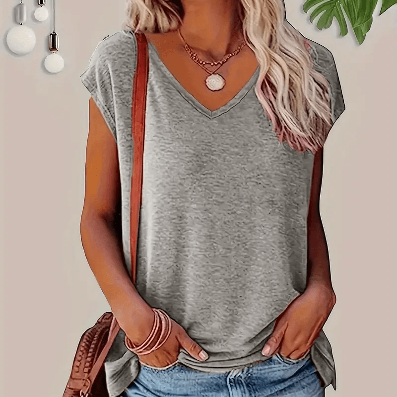 3-Pack Women's Casual V-Neck T-Shirts Solid Color Short Sleeve Tee Tops 3