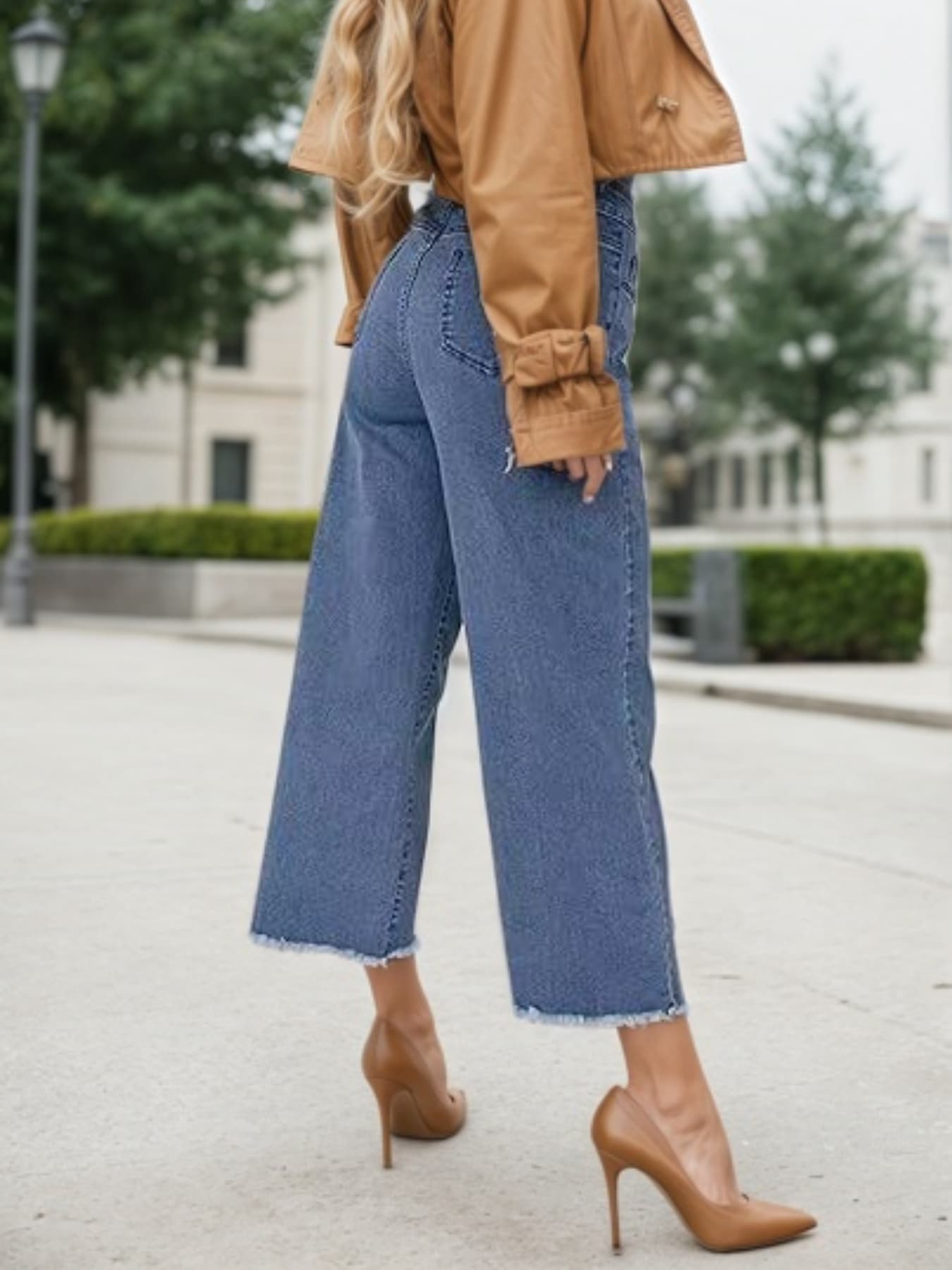 New Women’s Fashionable Casual Plus Size Jeans, High Waist Wide Leg 7-inch Straight Leg Jeans, Suitable For Various Clothing, Women’s Plus Size Women’s Clothing 5