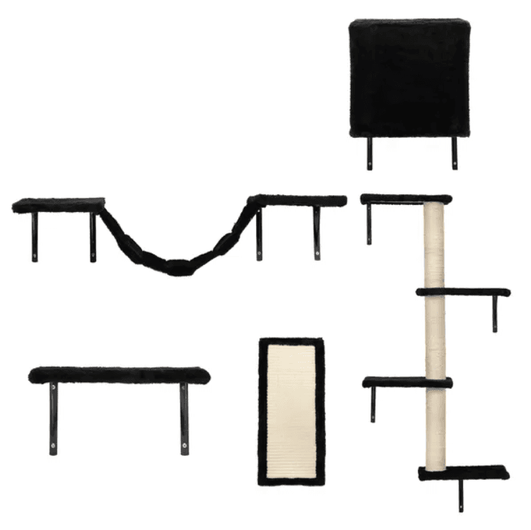 5 Pcs Wall Mounted Cat Climber Set  Floating Cat Shelves And Perches  Cat Activity Tree With Scratching Posts  Modern Cat Furniture 5