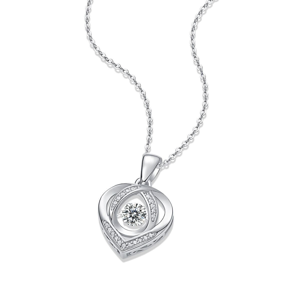 1Heart To Have Your Luxurious Fashion Diamond Pendant Necklace Set With Mosan Diamond Silver Ornaments Prohibit Tk Sales 2