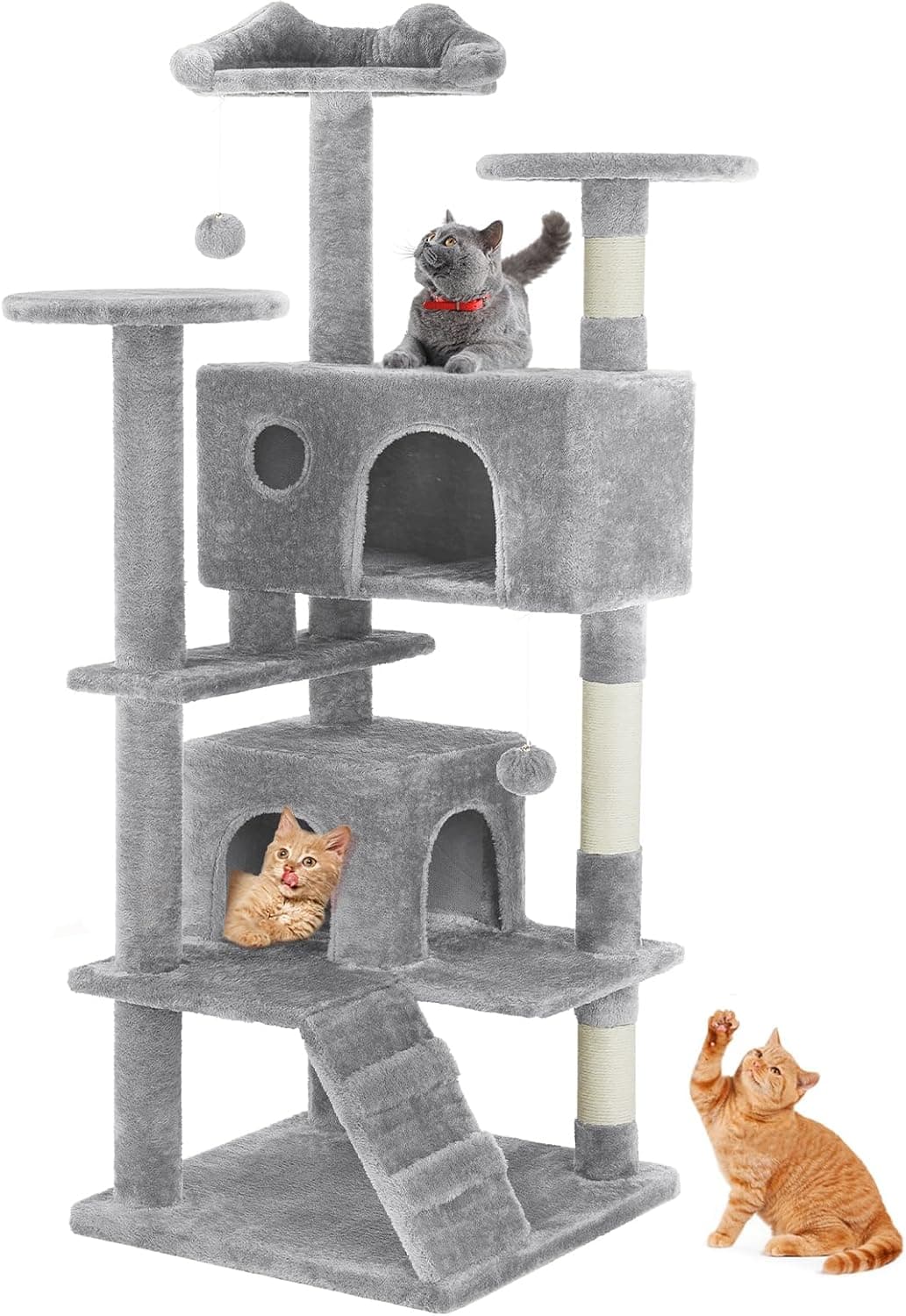 54 -Cat Tree Tower - Multi-level With Sisal Grab Post, Indoor Apartment With Ladder, Plush Toys, Rest And Play 5