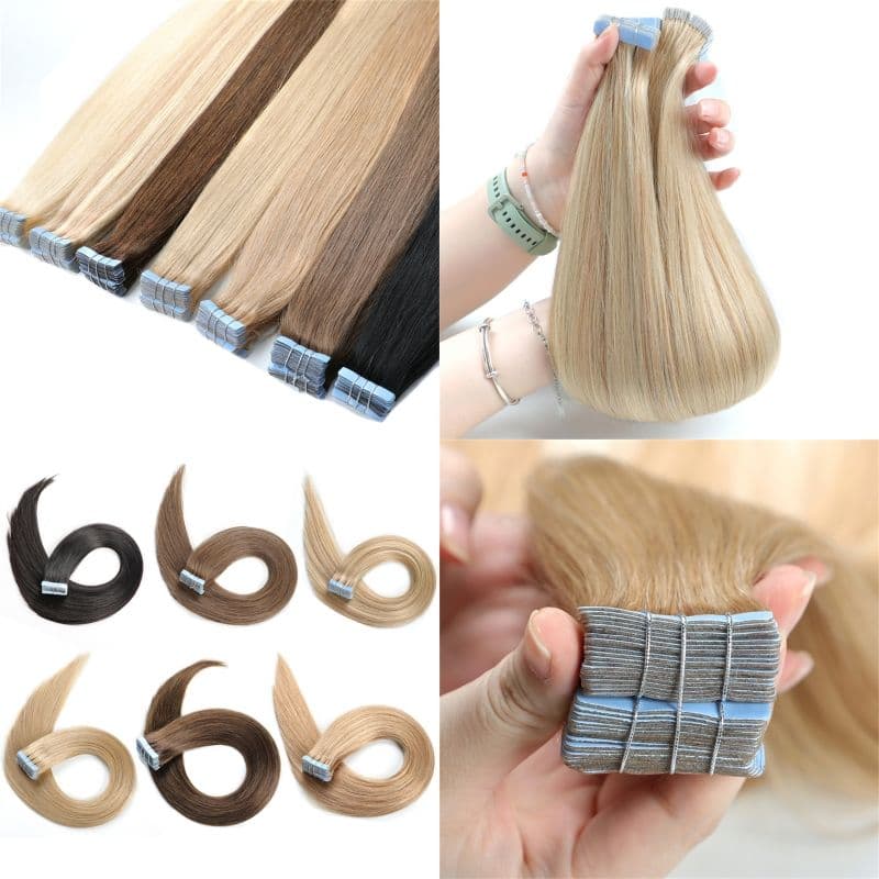 Double Pull Full Virgin Real 50g Hair Extension Long With Weft Invisible Skin Weft 20 Thick Seamless Human Hair 2