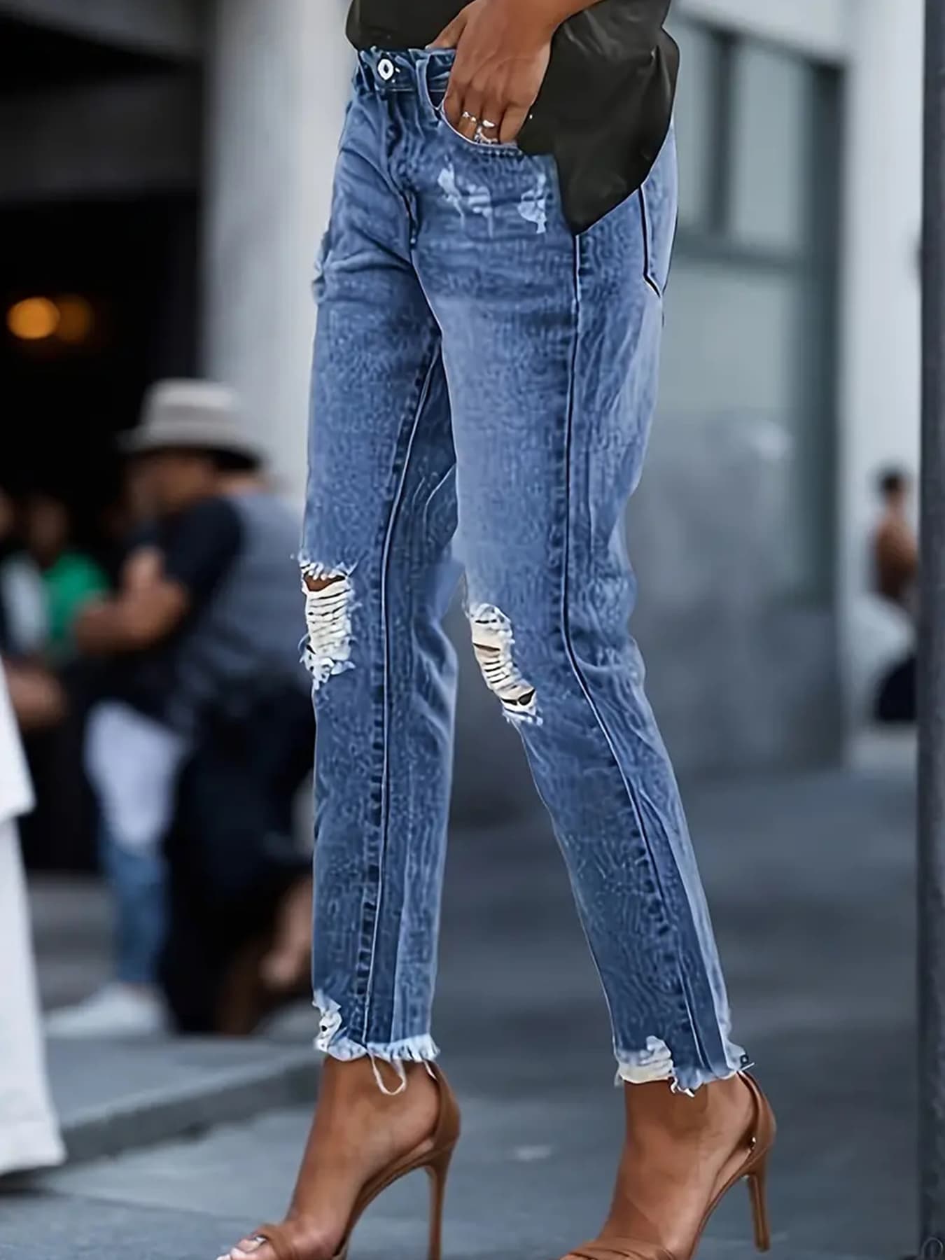 Stretchy Boyfriend Jeans For Women - Ripped, Distressed, Comfortable Denim Pants With Five-Pocket Design, Faded Wash, And Relaxed Fit Amazon Don't Sell 4