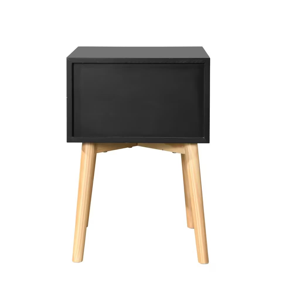 Side Table,Bedside Table With 2 Drawers And Rubber Wood Legs, Mid-Century Modern Storage Cabinet For Bedroom Living Room 2