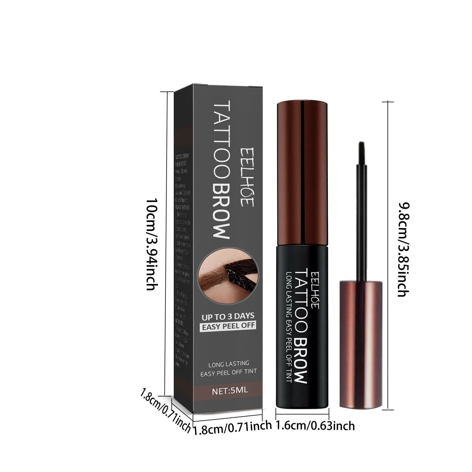 EELHOE Peel-off Eyebrow Dye Gel - Waterproof, Sweat-proof, Smudge-resistant For Creating Natural 3D Volumetric Brows Tattoo Gel 4