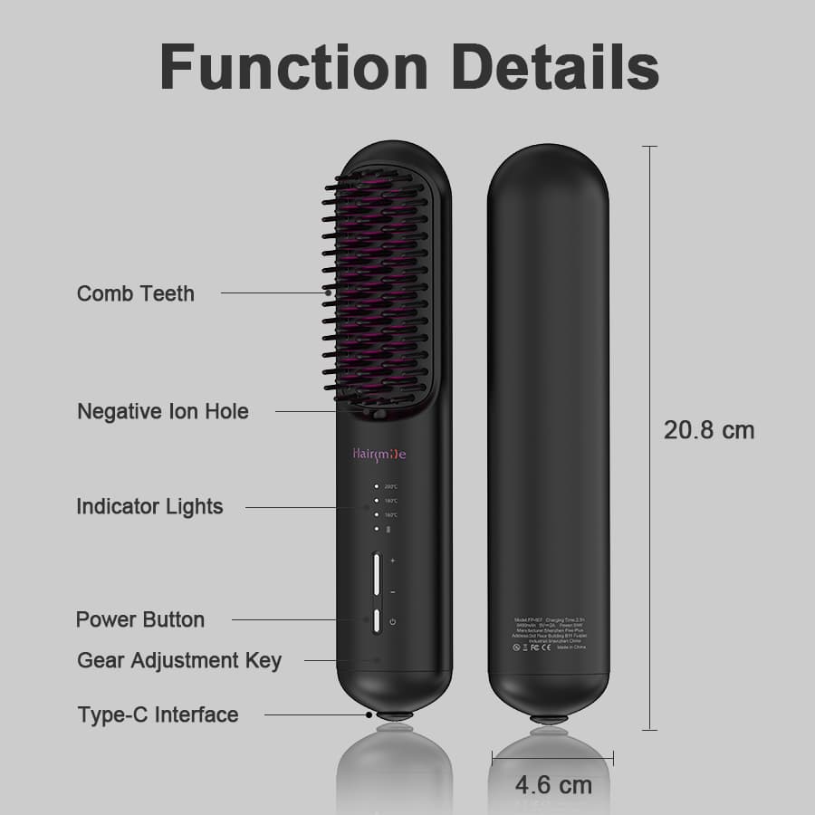 Portable USB Rechargeable Cordless Men Beard Hair Straightener Brush Mini Wireless 2 In 1 Woman Hair Straightener Comb 3