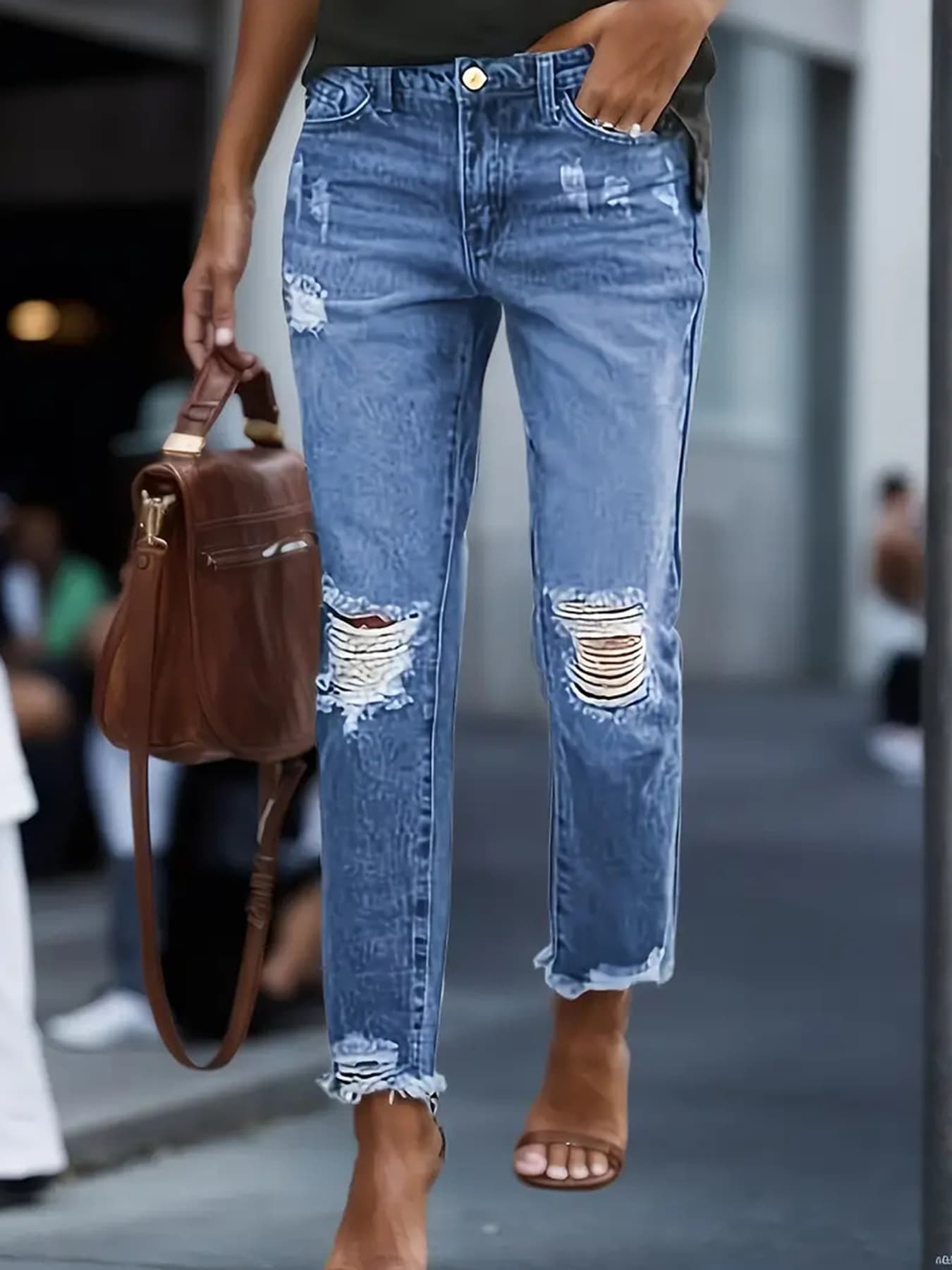 Stretchy Boyfriend Jeans For Women - Ripped, Distressed, Comfortable Denim Pants With Five-Pocket Design, Faded Wash, And Relaxed Fit Amazon Don't Sell 5