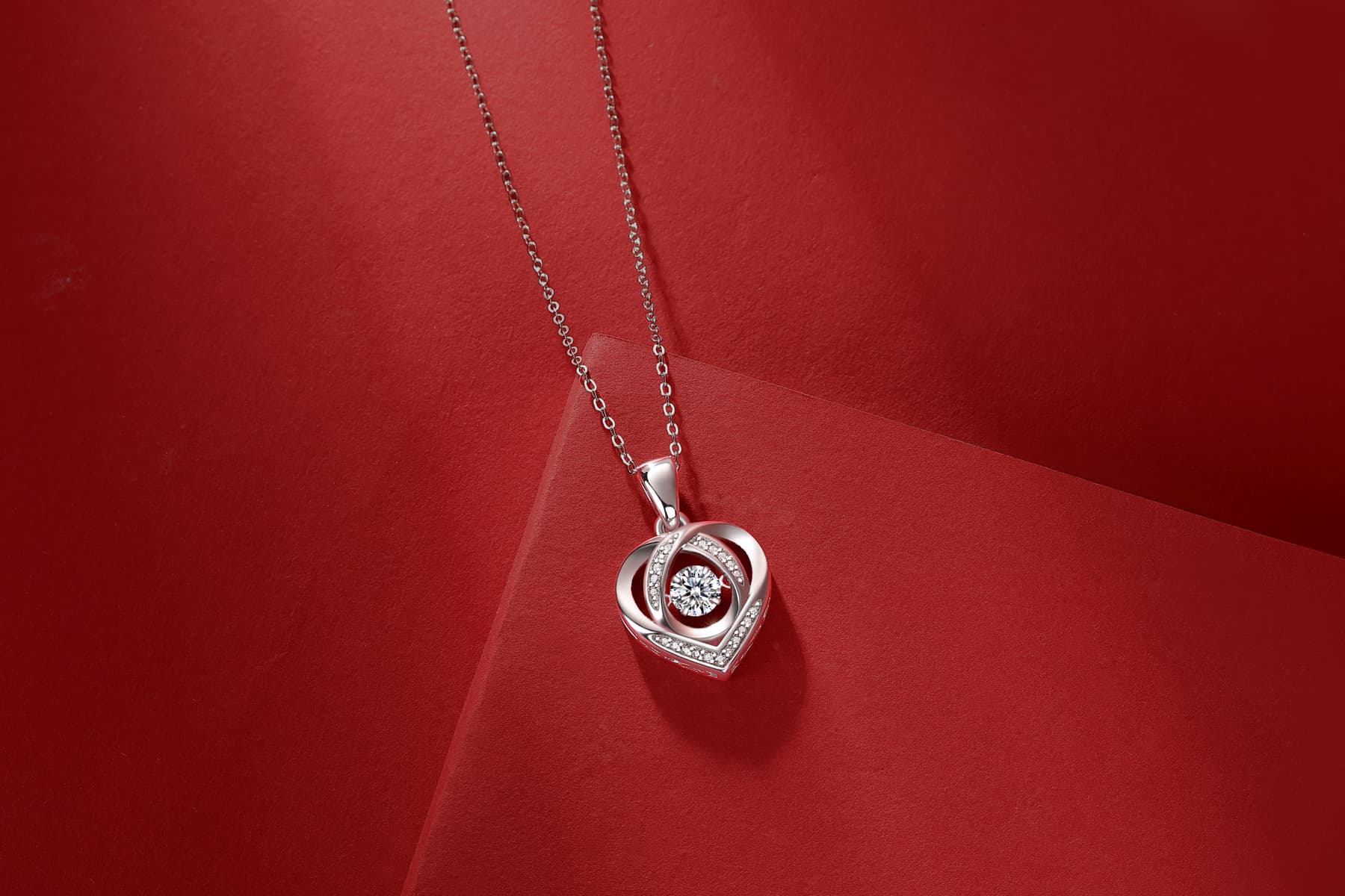1Heart To Have Your Luxurious Fashion Diamond Pendant Necklace Set With Mosan Diamond Silver Ornaments Prohibit Tk Sales 3