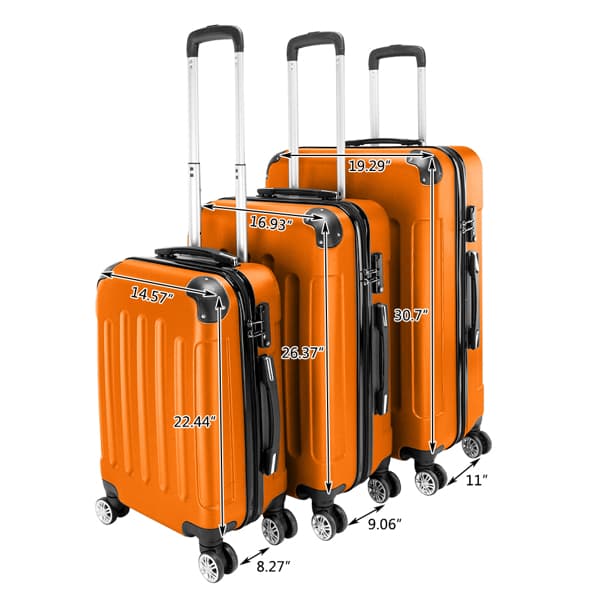 3-in-1 ABS Trolley Case 20 Inches, 24 Inches, 28 Inches Orange 2
