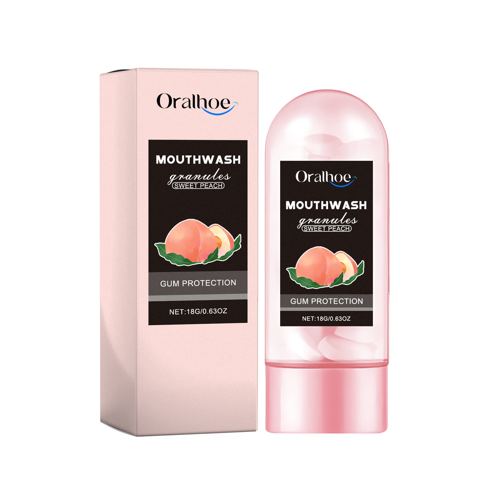 Oralhoe Peach Flavor Teeth Cleaning Mouthwash Pellets Breath Long Lasting Fragrance Clean Gums Portable Mouthwash Pellets 4