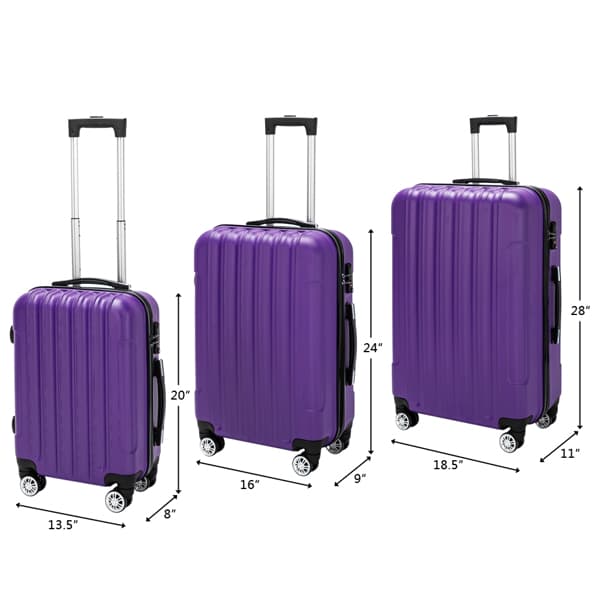 Vertical 3-in-1 Spinner Wheel With Handle Trolley Case 20in 24in 28in ABS Aluminum Alloy Trolley Classic Color - Purple 2