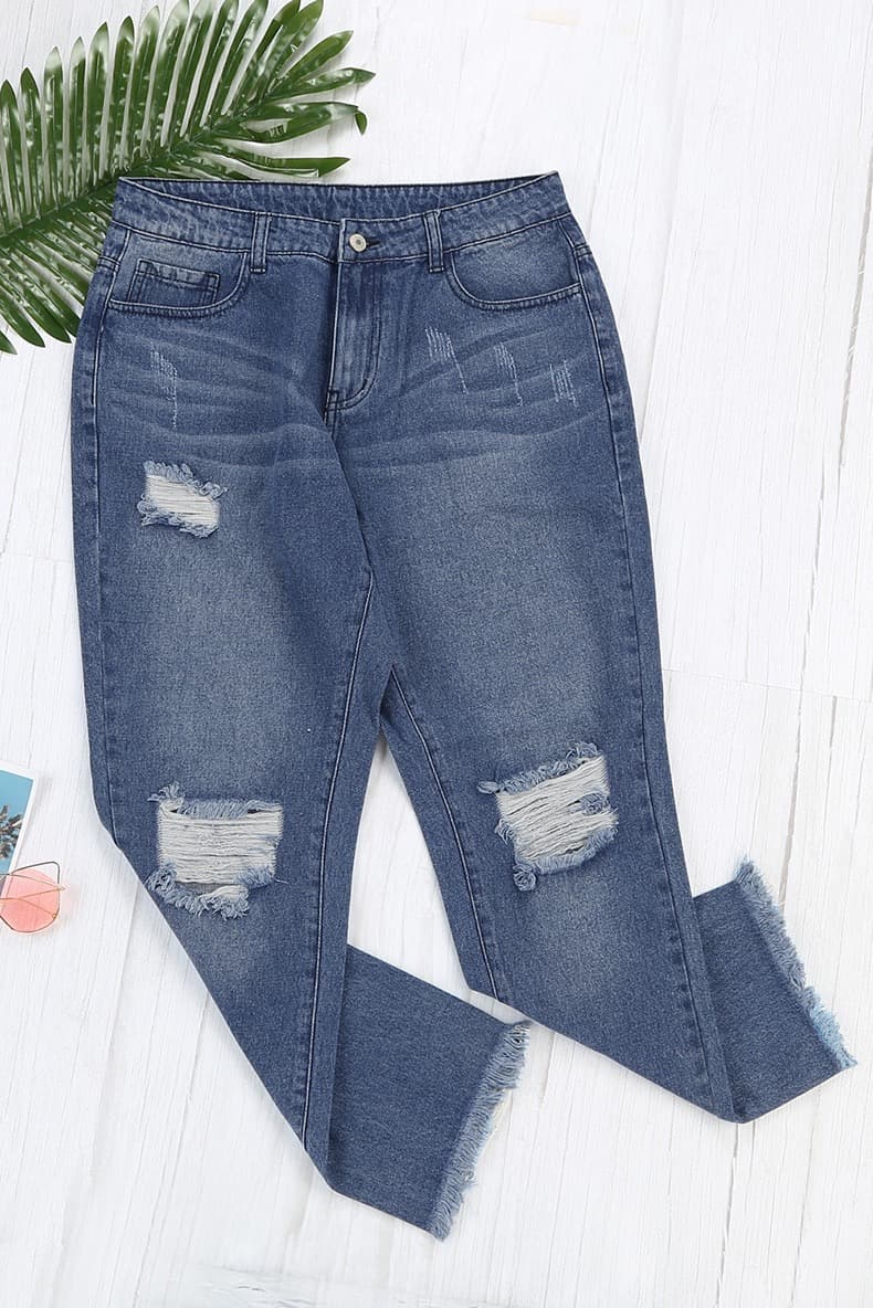 Stretchy Boyfriend Jeans For Women - Ripped, Distressed, Comfortable Denim Pants With Five-Pocket Design, Faded Wash, And Relaxed Fit Amazon Don't Sell 3
