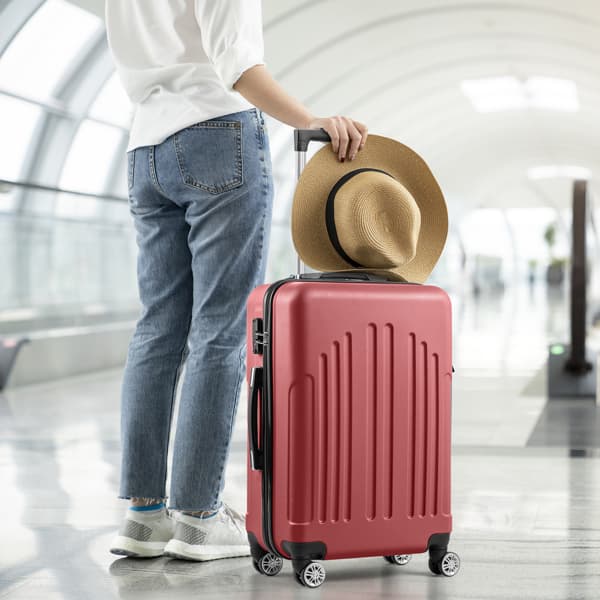 Curved Vertical Stripe 4-in-1 Trolley Case 16in 20in 24in 28in ABS Aluminum Alloy Tie Rod 5