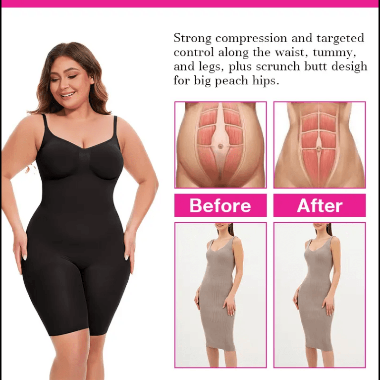 Dropship SEAMLESS Postpartum Abdomen Shapewear Sculpting Short Mid Thigh Slimming Body Shaper For Women Tummy Control Slimmer 4