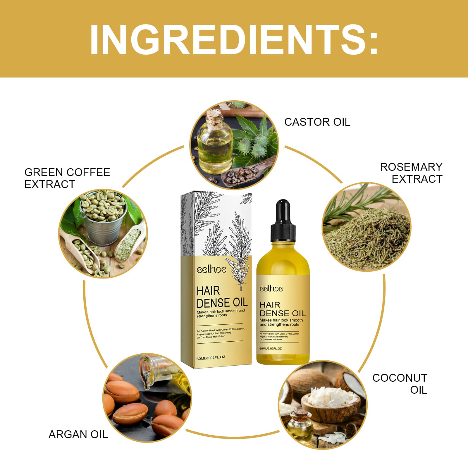 EELHOE Rosemary Hair Treatment Oil Scalp Cleansing Conditioning Volumizing Smoothing Repair Dry Frizzy Hair Conditioning Hair Treatment Oil 2